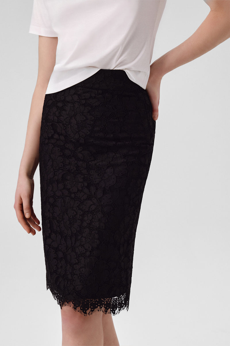 Black Lace Midi Skirt