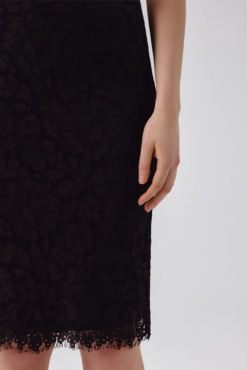 Black Lace Midi Skirt