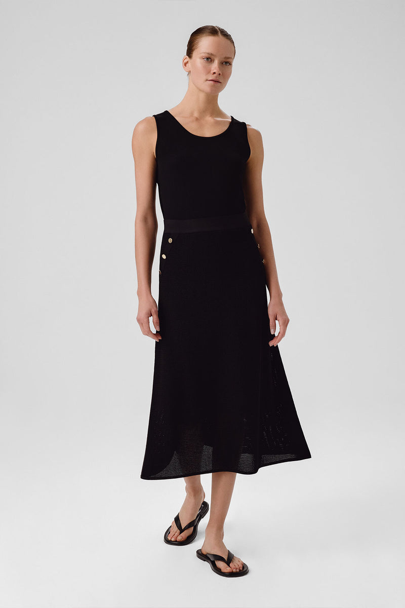 Black Mesh Midi Skirt