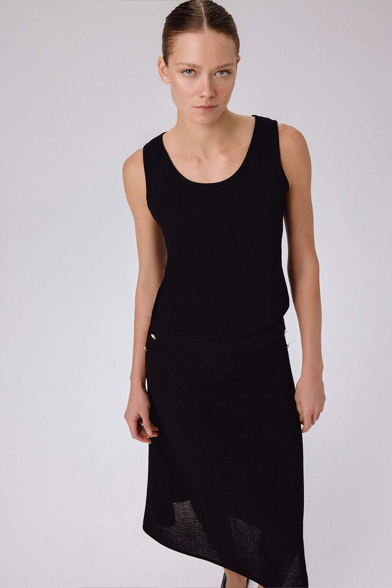 Black Mesh Midi Skirt