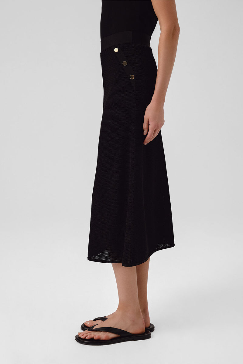 Black Mesh Midi Skirt