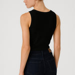 Black Ribbed Sleeveless Women's Athletic Top