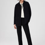 Black Shirt Collar Pocket Detail Women's Jacket