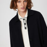 Black Shirt Collar Pocket Detail Women's Jacket