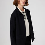 Black Shirt Collar Pocket Detail Women's Jacket