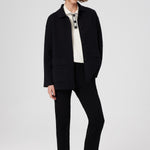 Black Shirt Collar Pocket Detail Women's Jacket