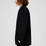 Black Shirt Collar Pocket Detail Women's Jacket