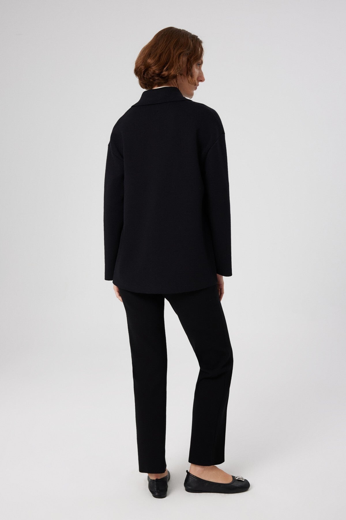 Black Shirt Collar Pocket Detail Women's Jacket