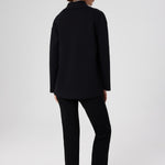 Black Shirt Collar Pocket Detail Women's Jacket