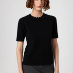 Black Pearl Detailed Short Sleeve Women's Sweater