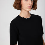 Black Pearl Detailed Short Sleeve Women's Sweater