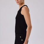 Black Thick-Strapped Round Neck Women's Athletic Shirt