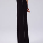 Women's Wide-Leg Pants with Black Belt Detail