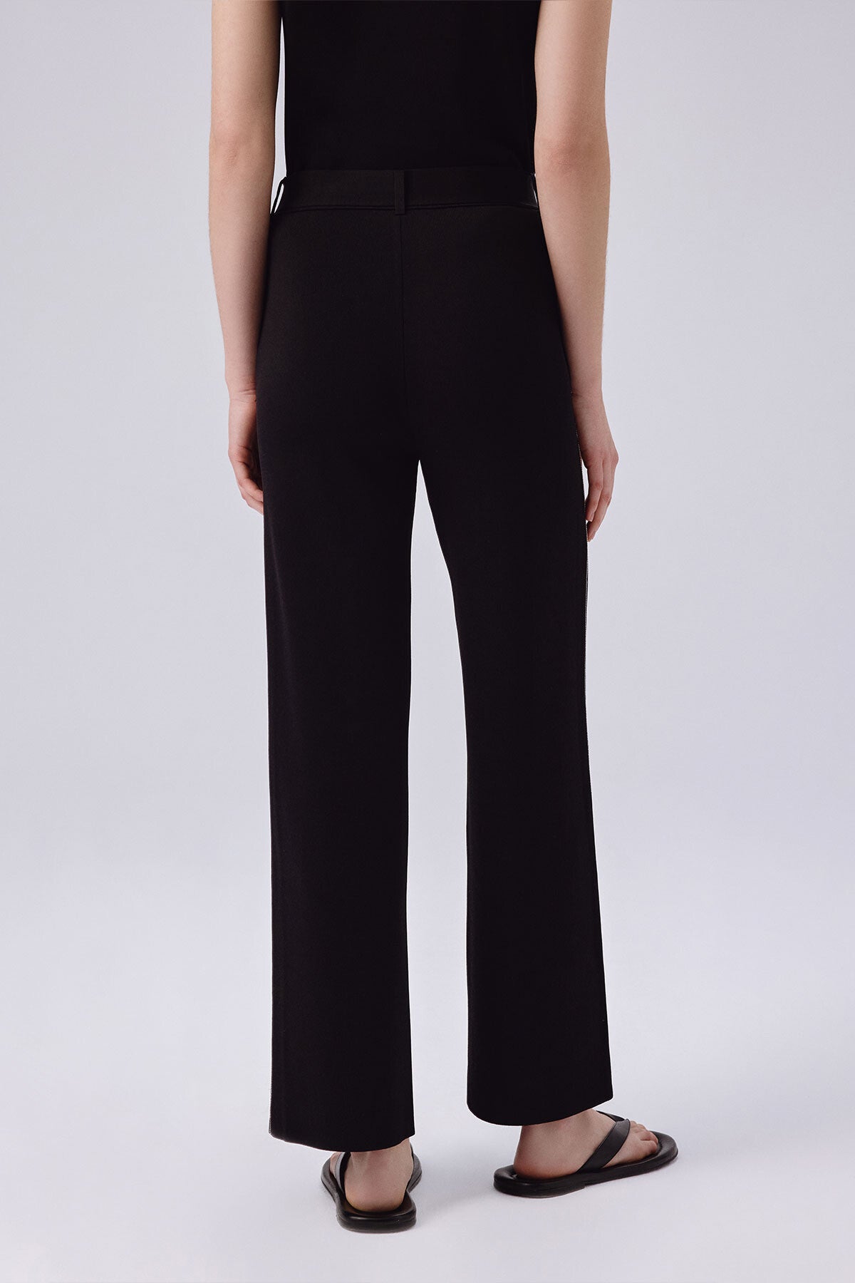 Women's Wide-Leg Pants with Black Belt Detail