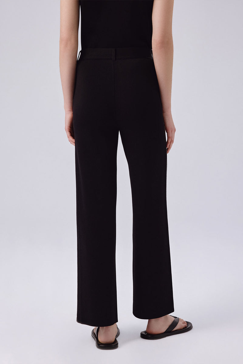 Women's Wide-Leg Pants with Black Belt Detail