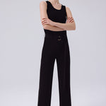 Women's Wide-Leg Pants with Black Belt Detail