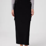 Long Skirt with Black Belt and Slit Detail