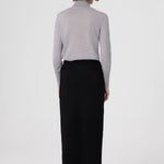 Long Skirt with Black Belt and Slit Detail