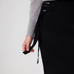 Long Skirt with Black Belt and Slit Detail
