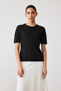 Black Short Sleeve Knit Women's T-Shirt