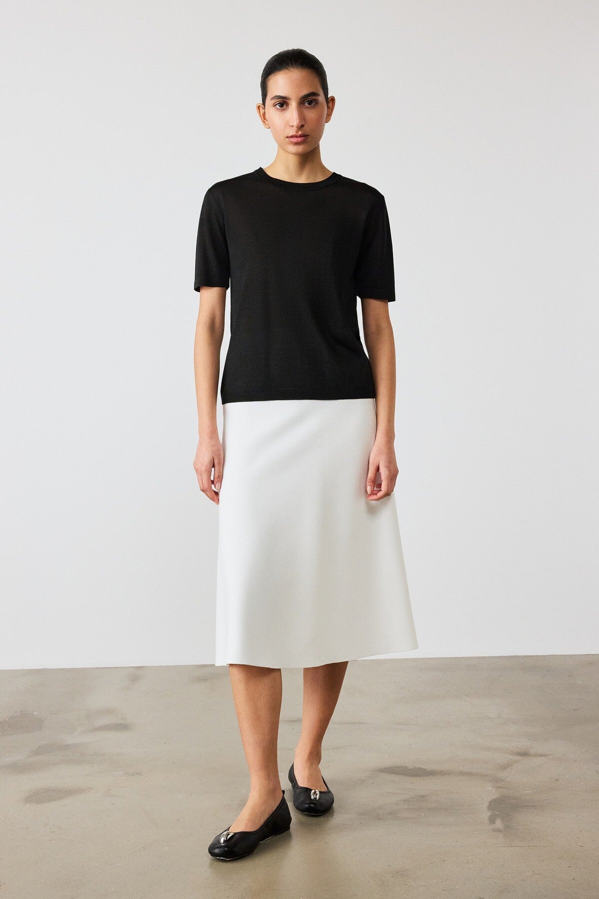 Black Short Sleeve Knit Women's T-Shirt