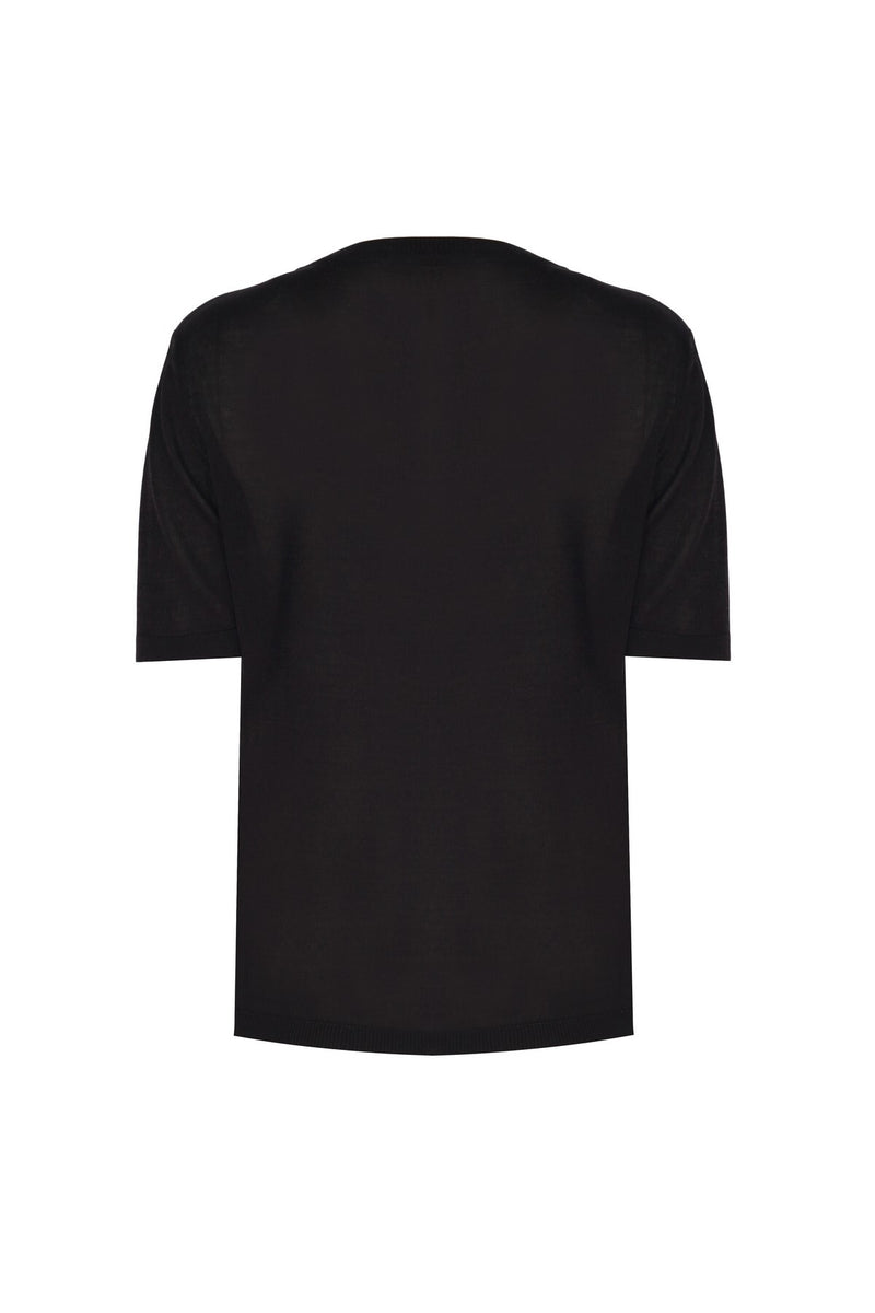 Black Short Sleeve Knit Women's T-Shirt