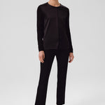 Women's Buttoned Cardigan with Black Contrast Fabric