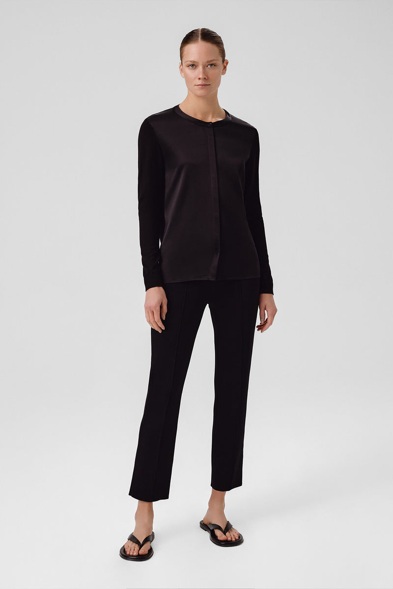 Women's Buttoned Cardigan with Black Contrast Fabric