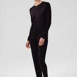 Women's Buttoned Cardigan with Black Contrast Fabric