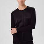 Women's Buttoned Cardigan with Black Contrast Fabric