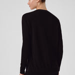 Women's Buttoned Cardigan with Black Contrast Fabric