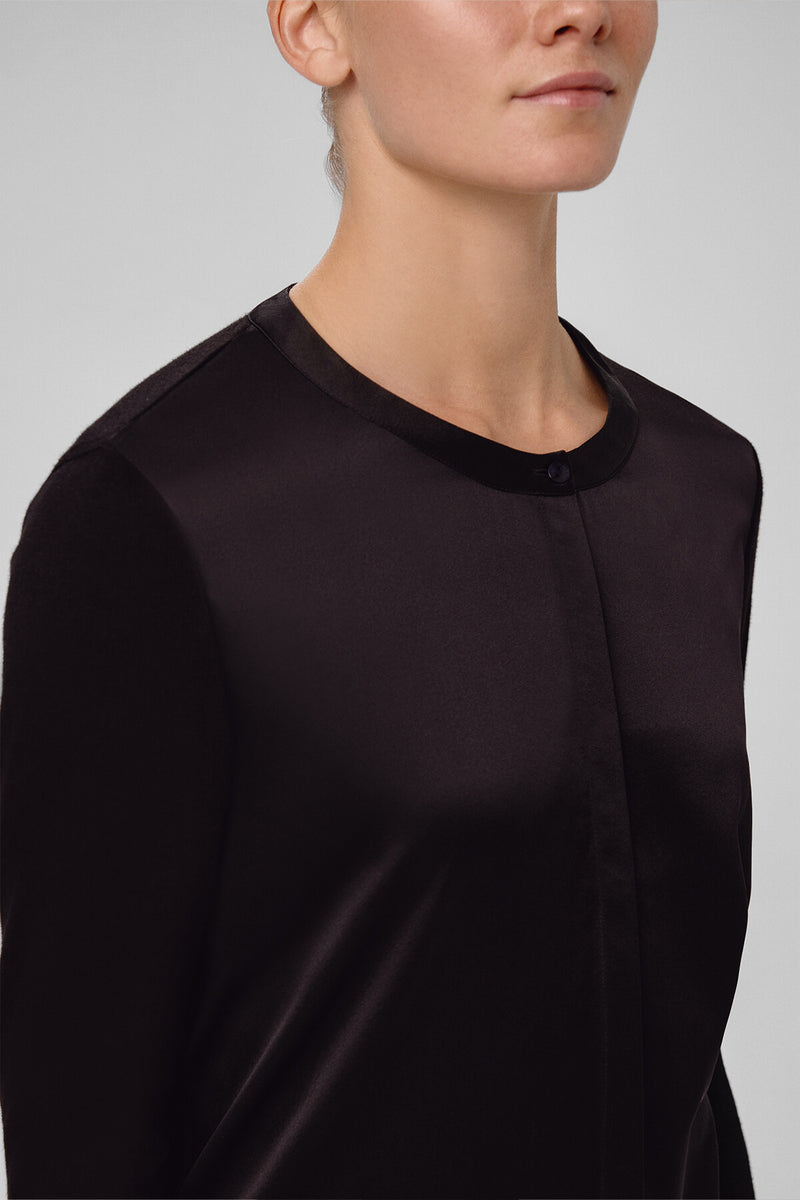 Women's Buttoned Cardigan with Black Contrast Fabric
