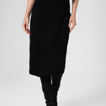 Black Cross-Patterned Midi Skirt
