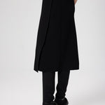 Black Cross-Patterned Midi Skirt