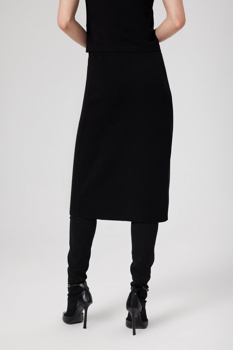 Black Cross-Patterned Midi Skirt