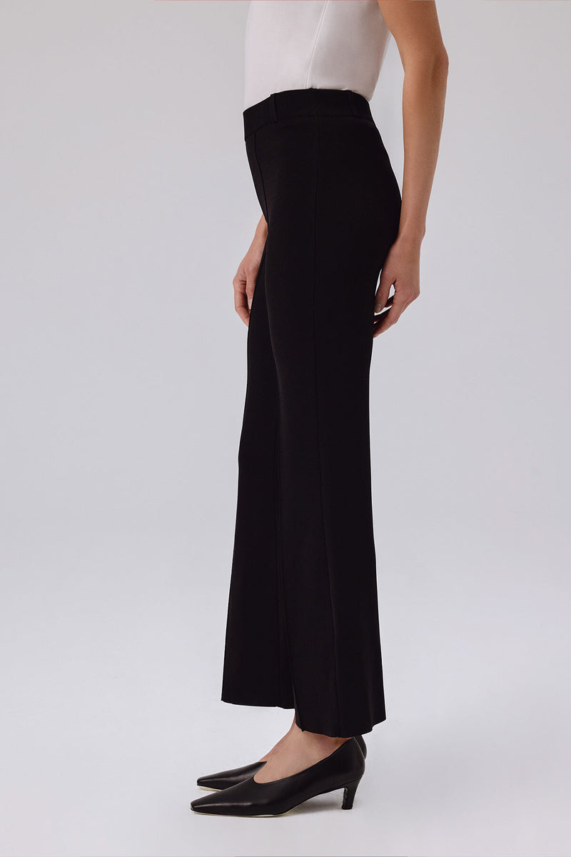 Black Ribbed Spanish Cuff Women's Pants