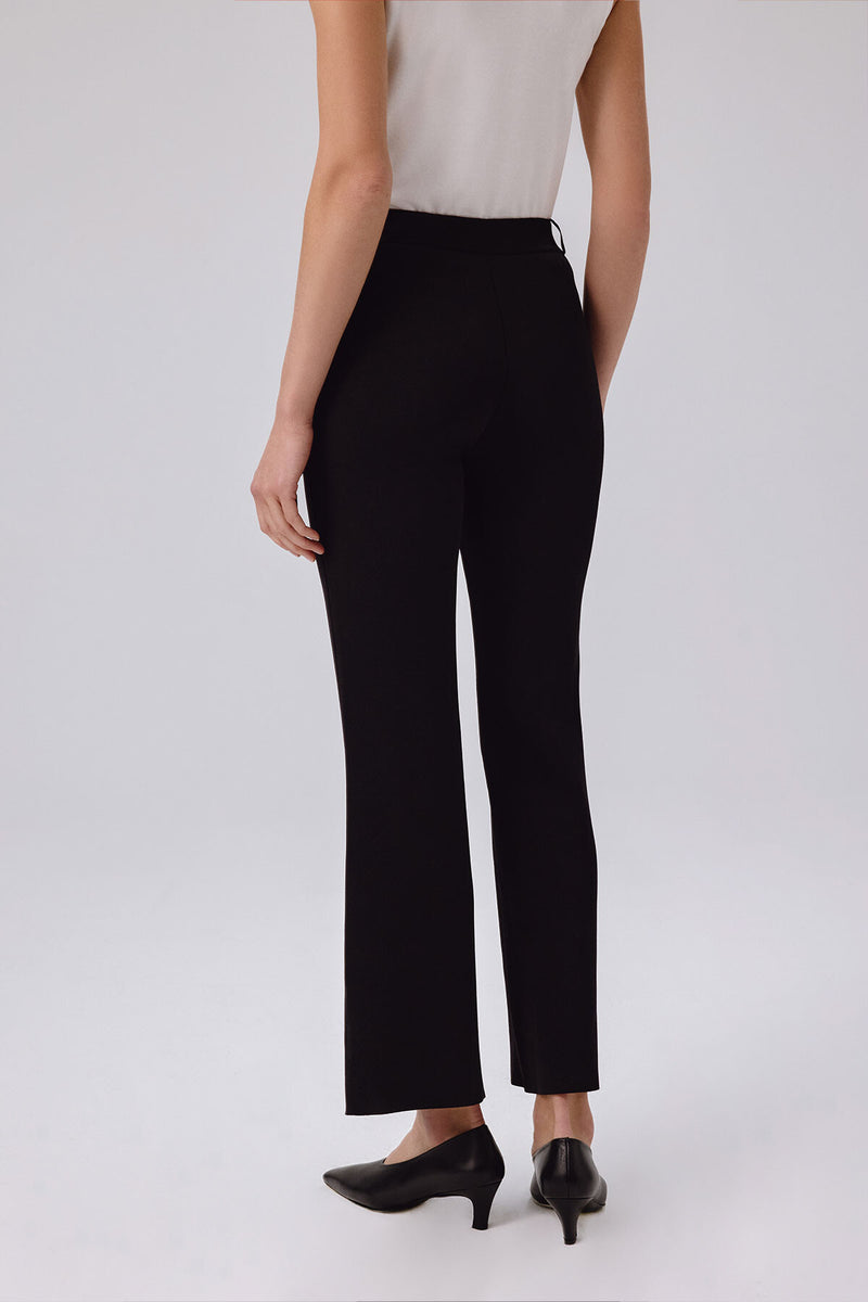 Black Ribbed Spanish Cuff Women's Pants
