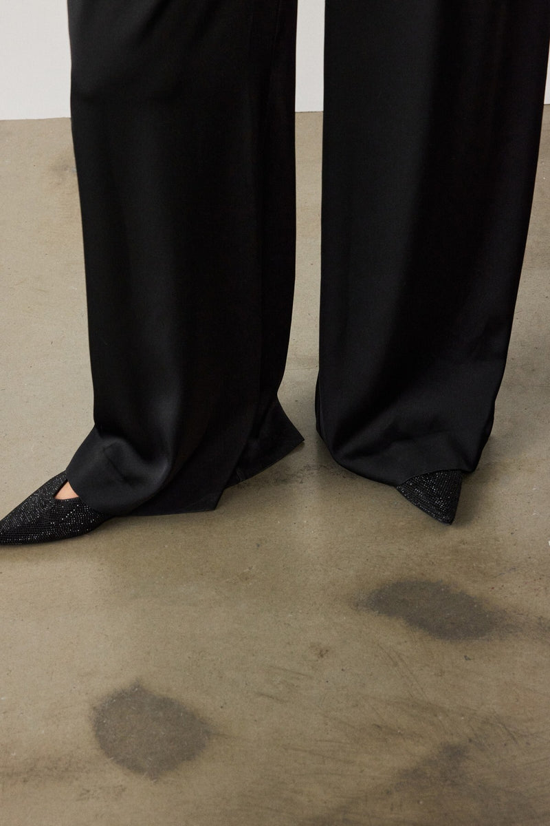 Black Pleated Palazzo Women's Pants