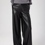 Black Faux Leather Women's Pants