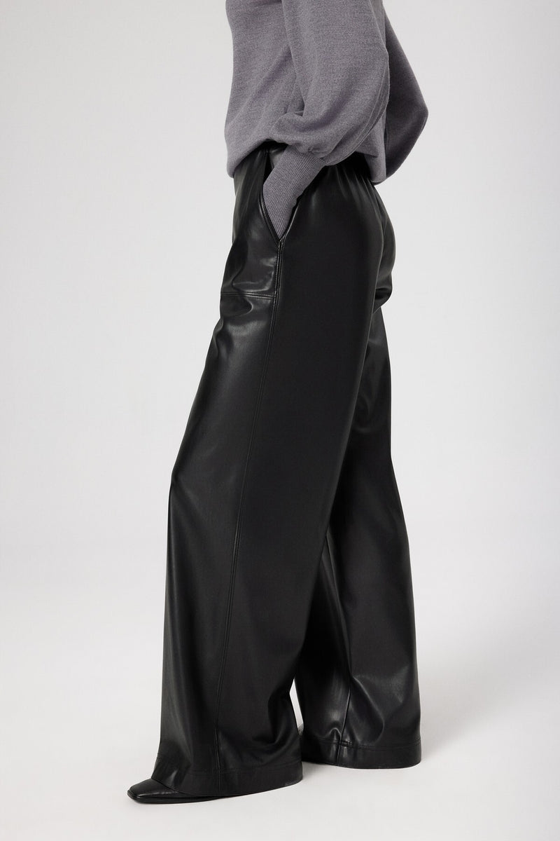 Black Faux Leather Women's Pants