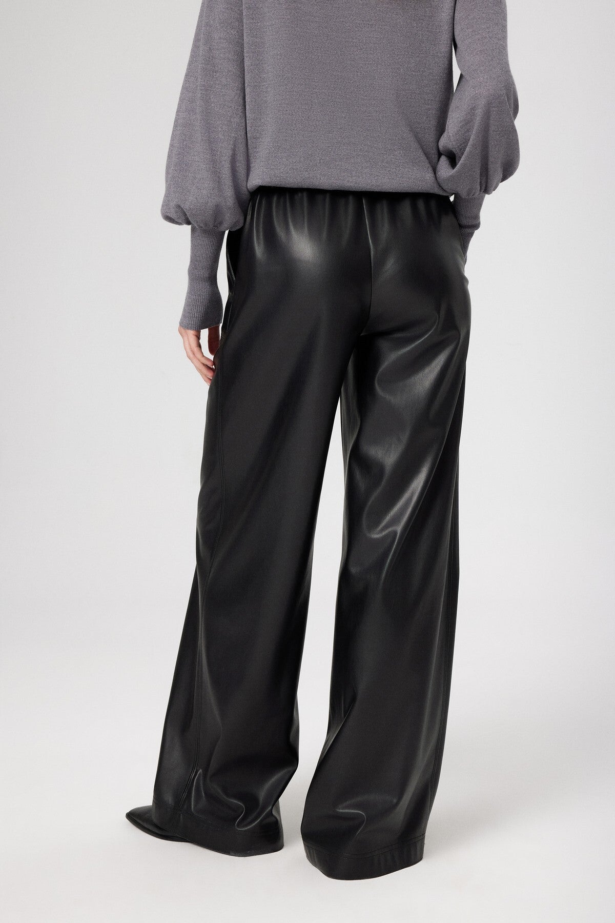 Black Faux Leather Women's Pants