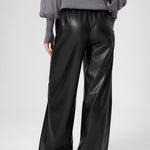 Black Faux Leather Women's Pants