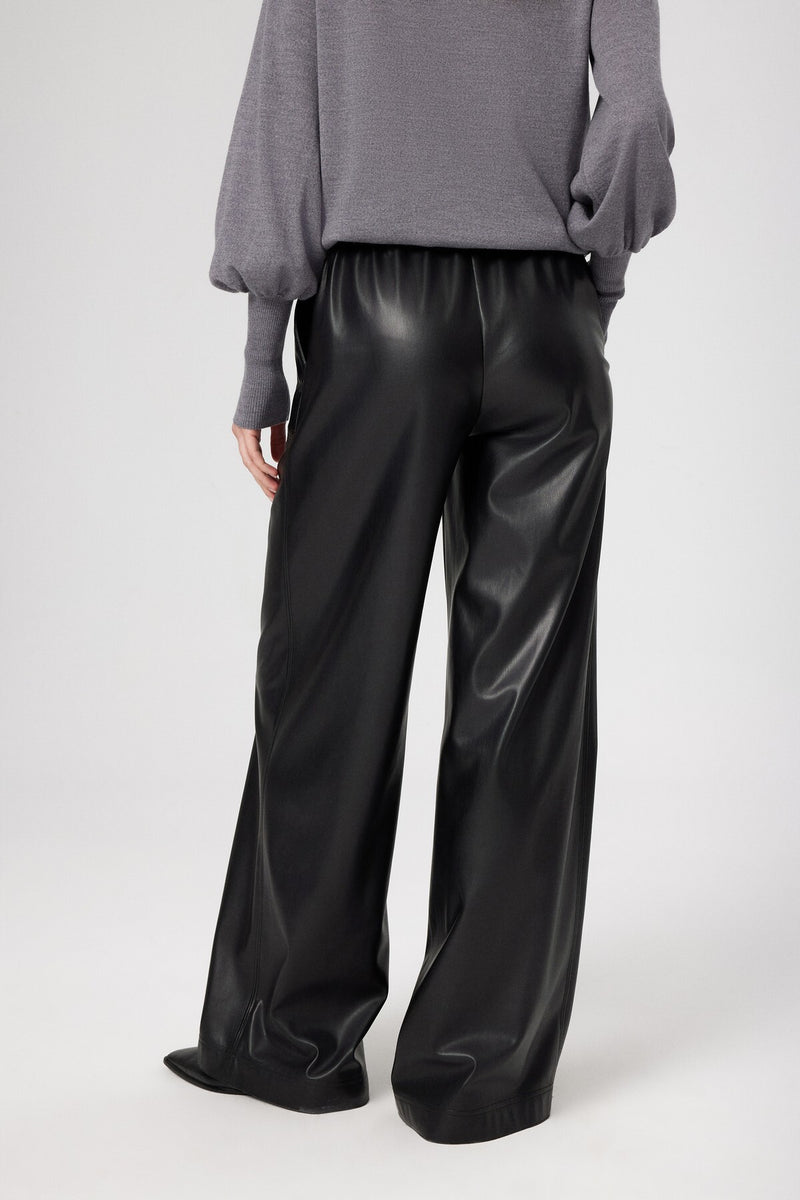 Black Faux Leather Women's Pants