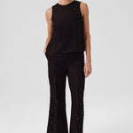 Women's Pants with Black Stone Embroidery