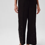 Women's Pants with Black Stone Embroidery