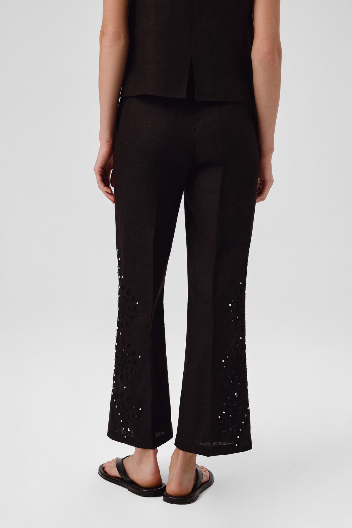 Women's Pants with Black Stone Embroidery