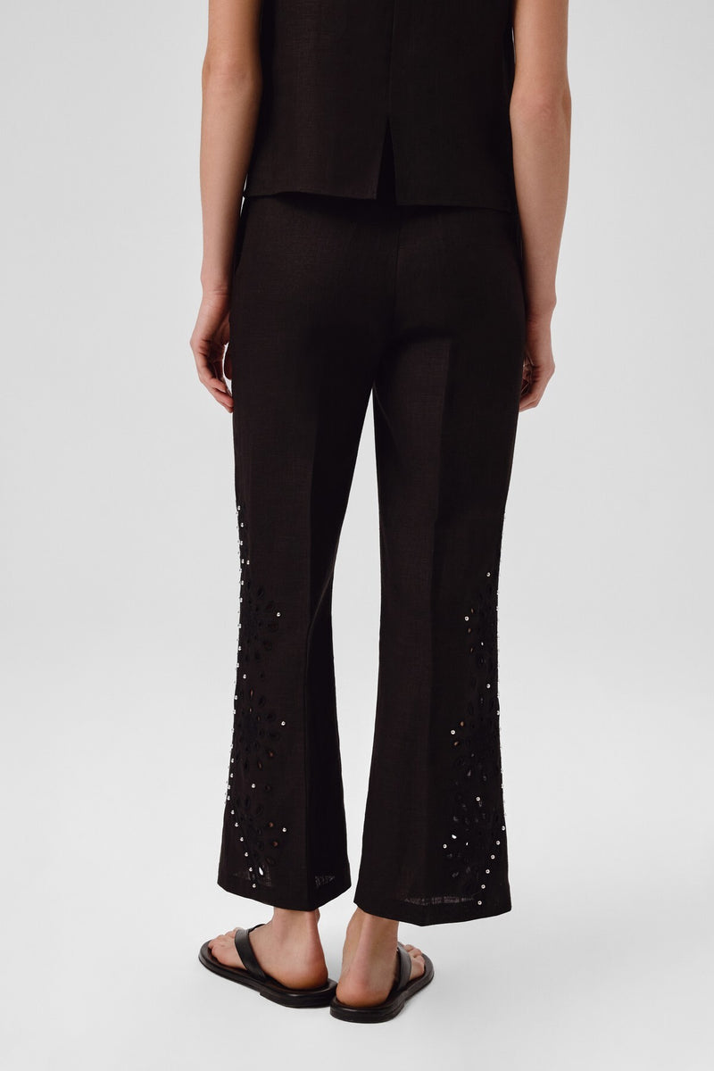 Women's Pants with Black Stone Embroidery