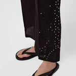 Women's Pants with Black Stone Embroidery