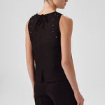 Black Stone Embroidered Sleeveless Blouse