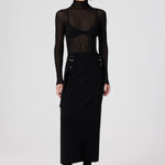 Black Transparent Boat Neck Blouse